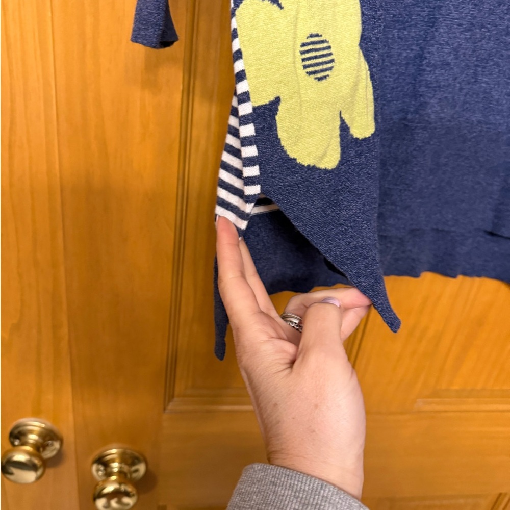 Blue Floral Sweater with Yellow Accents - Picture 5 of 5